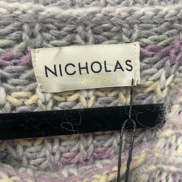 NWT Nicholas Maliya Sweater Purple Grey Multi Alpaca Wool Blend Knit Size Large - Picture 5 of 10